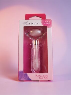 Plum Beauty Mini Rose Quartz Facial Roller - Pink